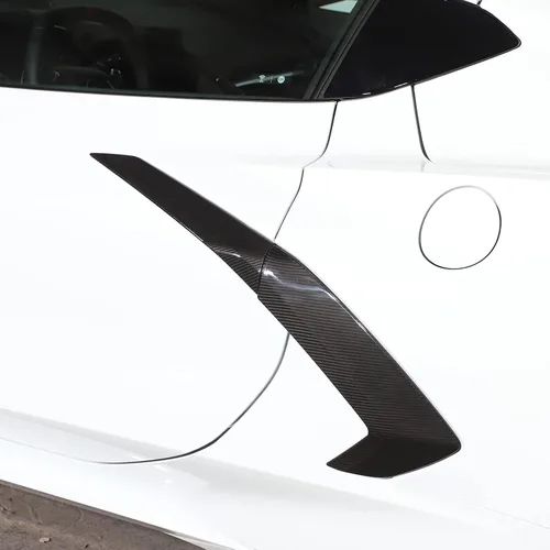Miniatura 6 de Cubierta de salida de aire exterior de fibra de carbono 100% real para Chevrolet Corvette C8 2020-2023, accesorios de ventilación lateral