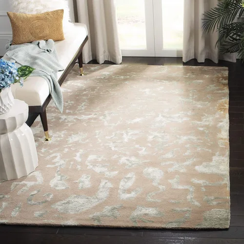 SAFAVIEH Soho Collection SOH525B - Alfombra cuadrada de lana de primera calidad, hecha a mano, color gris topo y azul claro, 6 pies Gris pardo/azul