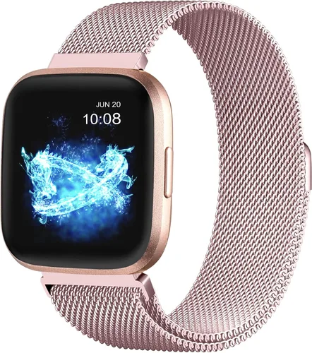 Miniatura 12 de Bandas de metal compatibles con reloj inteligente Fitbit Versa/Versa Lite/Versa 2 para mujeres y hombres, correa de repuesto de malla de acero Negro