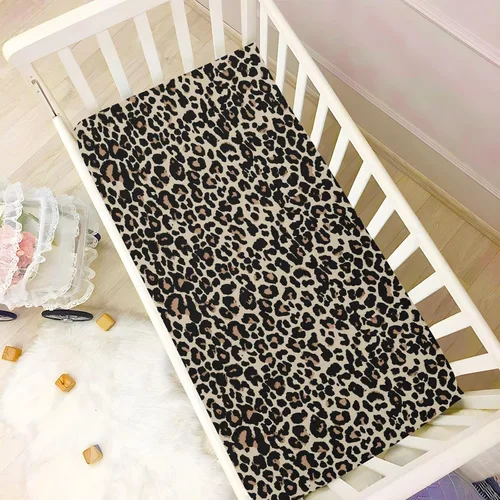 Miniatura 2 de CaTaKu Sábanas para cuna de bebé, con estampado de leopardo marrón, para cuna, para niñas y niños, sábanas suaves neutrales para cuna, 27 x 39