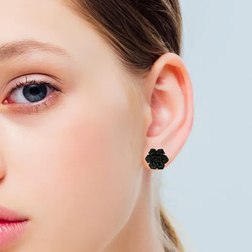 Miniatura 30 de Handmade Succulent Earrings 13mm Hypoallergenic 925 Sterling Silver Post Soft Ceramic Resin Stud Earrings for Women Sensitive Ears