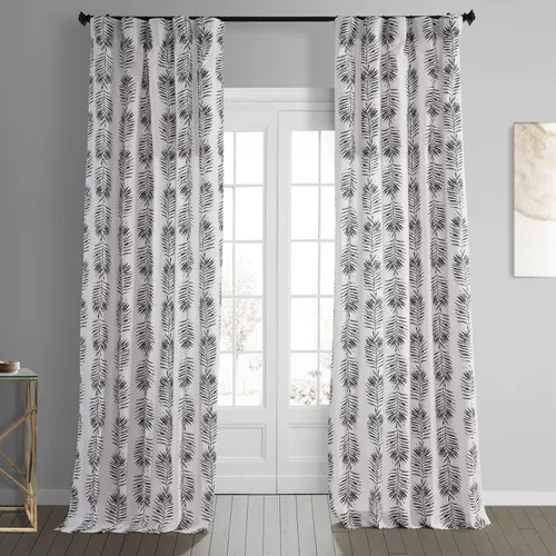 HPD Half Price Drapes Cortinas florales de algodón de lujo con estampado de 84 pulgadas de largo (1 panel), modernas cortinas de oscurecimiento de