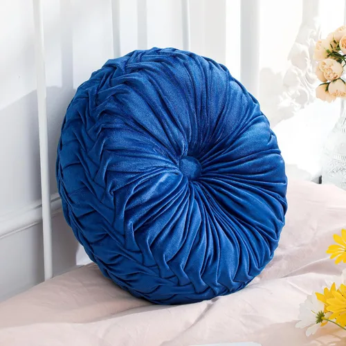 Miniatura 21 de Drydiet 3 Piezas Almohadas Redondas Decorativas de Terciopelo Plisado Almohadas de 15'' de Diámetro Acento Calabaza Boho Cojín de Silla para Sofá