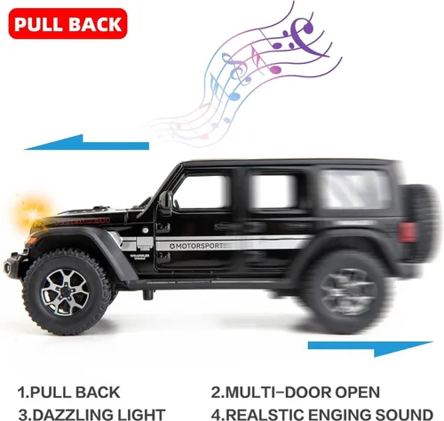 Miniatura 3 de BDTCTK Off-Road 7 puertas para Wrangler modelo de auto de juguete fundido a presión, vehículo de aleación de metal a escala 1/22 para niños, niñas