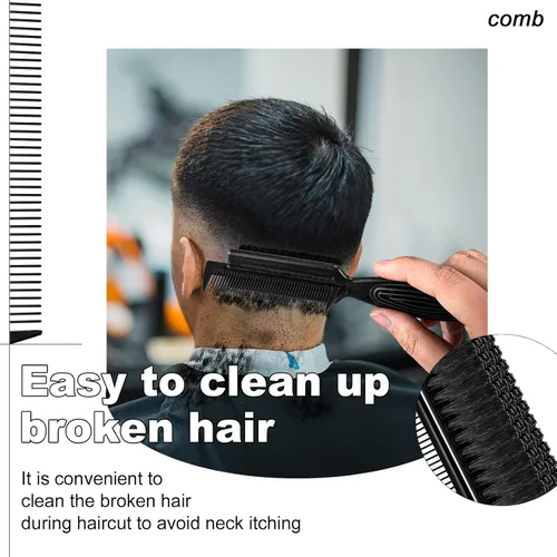 Miniatura 5 de Rozer 4 piezas de cepillo de peluquero 2 en 1 peine para limpieza de cortaúñas – Herramienta de cepillo de pelo de grado barbero para peluqueros