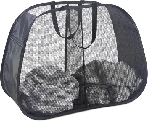 Miniatura 18 de 2 cestas de malla desplegable para ropa sucia, 115 L, extra grande, plegable, cesta de almacenamiento de ropa, con asas, sin tapa, 26 pulgadas