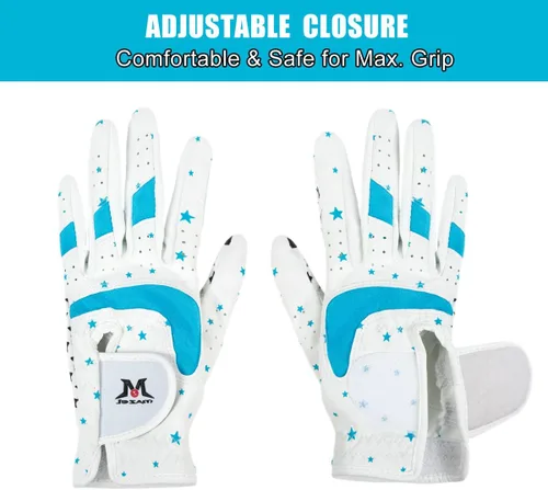 Miniatura 5 de MAZEL Guantes de golf para niños y niñas, para mano derecha e izquierda (1 par) guantes de golf transpirables de microfibra para jóvenes, blanco