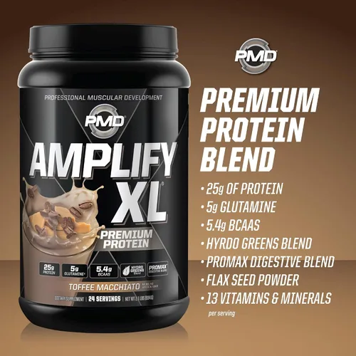 Miniatura 6 de PMD Sports Amplify XL Premium Suplemento de proteína de suero Hydro Greens Blend - Matriz de proteína de glutamina y suero con superalimento