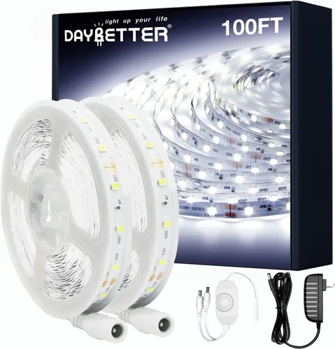 Miniatura 8 de DAYBETTER 16.4FT Tira de luces LED COB regulable, luces LED de alta luminosidad, 6500K blanco brillante de luz diurna, 24V, 140 LEDs, cinta LED Luz