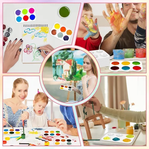 Miniatura 7 de 30 paletas de acuarela de plástico blanco, 6 paletas de pintura rectangulares, paletas de bandeja de pintura, bandejas de pintura para niños