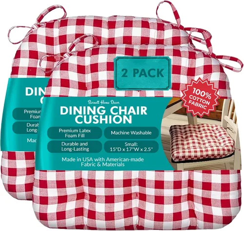 Miniatura 73 de Barnett Home Decor Ticking Stripe Berlin Blue - Almohadilla para silla de comedor con lazos, tamaño mediano 18, relleno de espuma de látex, lavable