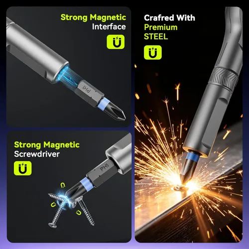 Miniatura 4 de 25 in 1 Magnetic Ratchet Screwdriver Set, S2 Steel Bits & 7 CR-V Sockets, Flexible Shaft, Magnetic Multi Bit Screwdriver Kit with Case for