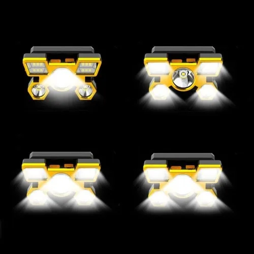 Miniatura 6 de RUNAAJA - Linterna frontal LED COB de 750000 lúmenes, linterna recargable, lámpara de cinco lámparas de diseño súper lejano para correr al aire