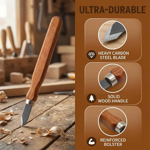 Miniatura 2 de 2 paquetes de cuchillo de marcado para carpintería con hoja de acero de alto carbono - Cuchillo de doble bisel de precisión para marcado - Paquete