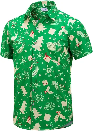 Miniatura 33 de EUOW - Camisas hawaianas para hombre de manga corta con botones, estampadas para la playa y el verano