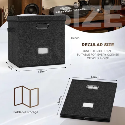 Miniatura 2 de Caja de almacenamiento de discos de vinilo resistente - Organizador de almacenamiento de álbumes con capacidad para más de 50 discos individuales