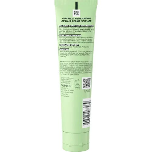 Miniatura 2 de Garnier Fructis Hair Filler Gel-Crema Reparadora de Humedad, Gel para el Cabello para Rizos y Ondas con Ácido Hialurónico, 5.1 Fl Oz, 1 Unidad