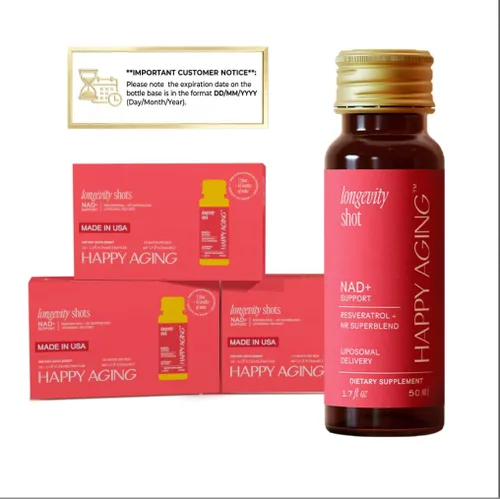 Miniatura 2 de Happy Aging Suplemento líquido NAD+ para mujeres Ribosida liposomal de nicotinamida y resveratrol inyecciones para energía, salud de la piel