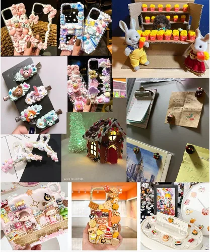 Miniatura 6 de 20 paletas de dulces kawaii, varios adornos de resina con parte trasera plana, suministros para manualidades, álbumes de recortes, decoración