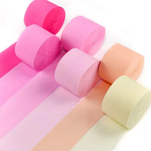Miniatura 39 de PartyWoo Serpentinas de papel crepé rosa, 6 unidades, 492 pies, paquete de serpentinas de papel crepé claro pastel rosa intenso para cumpleaños
