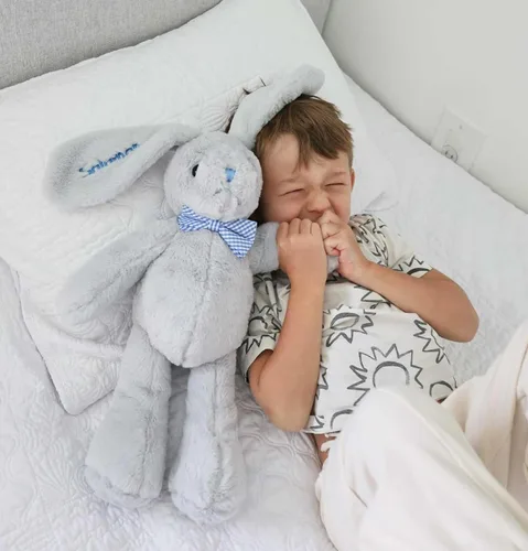 Miniatura 5 de DIBSIES Hoppity Floppity Bunny personalizado de 18 pulgadas (conejito gris con pajarita azul)