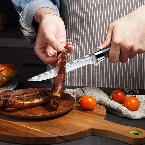 Miniatura 6 de MDHAND - Juego de cuchillos de chef profesional con bolsa enrollable, juego de 9 cuchillos de cocina japoneses con afilador, cuchillos de cocina