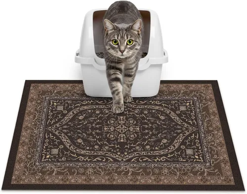 Miniatura 59 de Glittme Alfombrilla de Arena para Gatos con Base Antideslizante, Alfombrilla de Caja de Arena Impermeable que Atrapa la Arena, Fácil de Limpiar