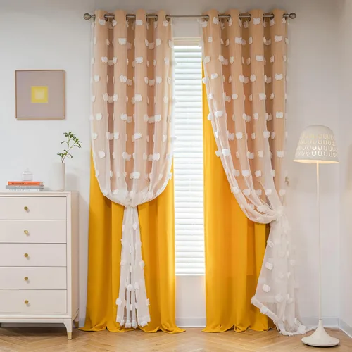 Miniatura 9 de Mysky Home Cortinas de doble capa, dormitorio, traslúcidas, opacas, habitación de niños, comedor, guardería, ojales, oscurecer la habitación, 52 x