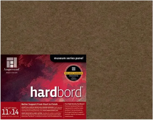 Ampersand Art Supply Panel de Pintura de Madera Dura: Serie Museum Hardbord, 11" x 14", Perfil Plano de 1/8 Pulgada Perfil plano de 1/8 pulgadas