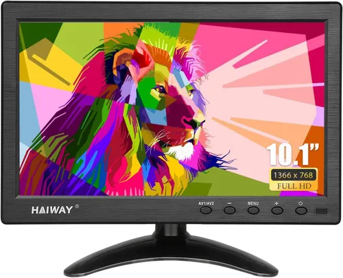 Miniatura 12 de Haiway Monitor de seguridad de 10.1 pulgadas, resolución de 1024 x 600, pequeño monitor HDMI, monitores de computadora pequeños con control remoto