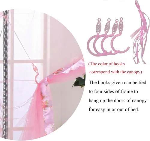 Miniatura 5 de Cortinas de Dosel para Cama Individual - Dosel de 4 Esquinas para Camas, Dosel de Cama para Niñas y Adultos, Decoración de Dormitorio