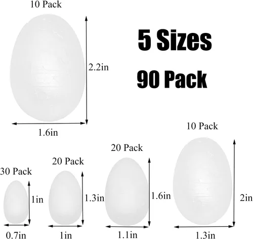 Miniatura 2 de FFchuanhe Huevos de espuma para manualidades, paquete de 12 huevos de espuma de poliestireno de 2.75 pulgadas para Pascua, Halloween, Navidad