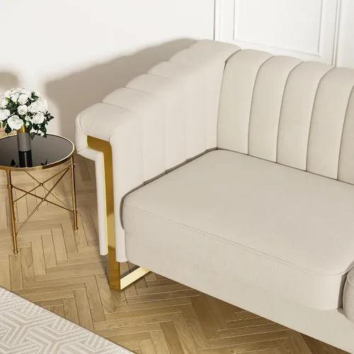 Miniatura 7 de Sofás de terciopelo de 83 pulgadas para sala de estar, cómodos sofás tapizados de 3 plazas para apartamento moderno para espacios pequeños (negro)