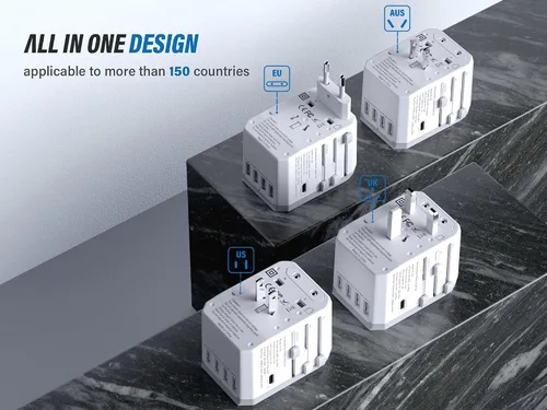 Miniatura 3 de EPICKA Adaptador de viaje universal, adaptador de enchufe de viaje europeo, adaptador de corriente internacional cargador mundial con USB-C y 4