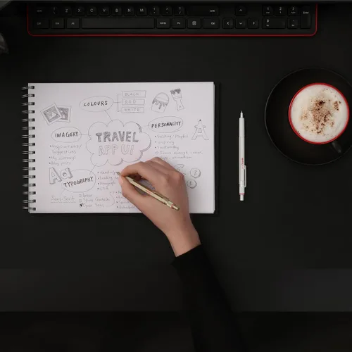 Miniatura 8 de Rotring 600 Bolígrafo metálico de bola, punta media, tinta negra, barril blanco perla, recargable, 1 unidad - Escritura suave, estilo, comodidad
