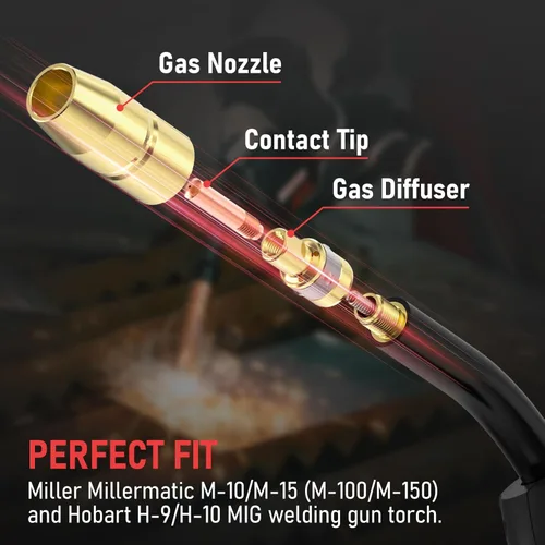 Miniatura 6 de YESWELDER Kit de accesorios para pistola de soldadura MIG de 0.035" Punta-Boquilla-Difusor para Miller Millermatic M-100/150 Hobart H-9/10