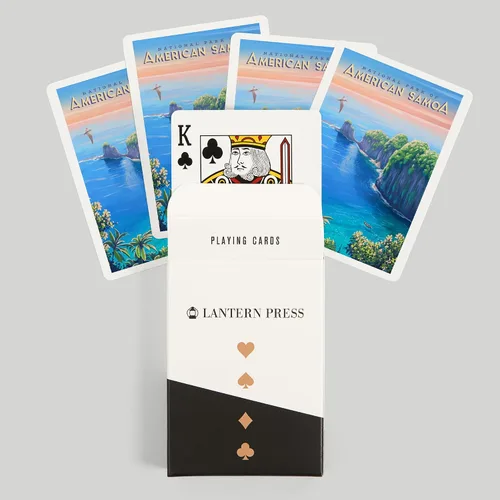 Miniatura 6 de Lantern Press Parque Nacional de Samoa Americana, pintura al óleo (52 cartas de juego, baraja de cartas de tamaño póquer con Jokers)