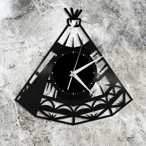 Tipi Wigwam - Reloj de pared de vinilo, regalo único para amigos, sala de estar, decoración del hogar, diseño vintage, oficina, bar, habitación,