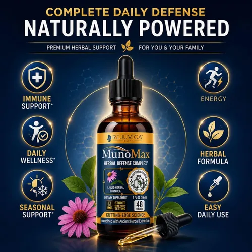 Miniatura 3 de Rejuvica Health MunoMax Gotas líquidas de apoyo inmunológico Equinácea, saúco, astrágalo, reishi y sello de oro Apoya la defensa inmune diaria