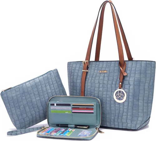 Miniatura 25 de Qiyuer - Juego de carteras y bolsos para mujer, bolso de trabajo, bolso de mano, bolso de hombro con asa superior, bolso con cartera a juego