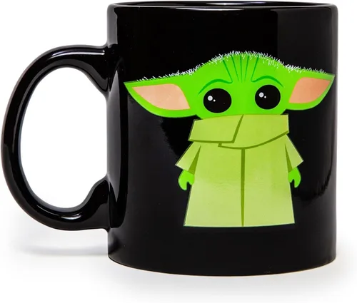 Silver Buffalo Star Wars The Mandalorian The Child Stands, taza de café de cerámica, 20 onzas The Child Stands-Negro