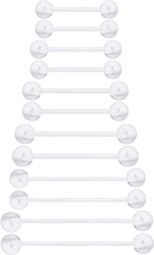 Miniatura 7 de 6mm-38mm 14G 16G Anillos de pezón transparentes de plástico para lengua, aretes industriales para cirugía, embarazo, ombligo, anillo de bioflex
