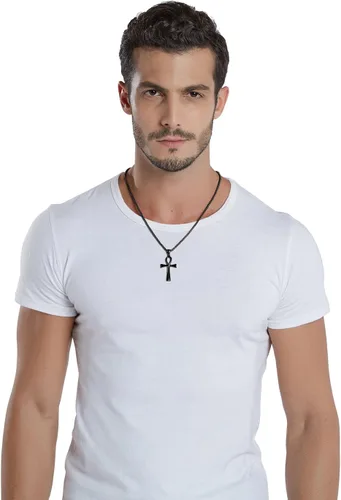 Miniatura 6 de Reve Collar con colgante religioso de cruz de Ankh copta de acero inoxidable para hombres y mujeres, cadena de 20 a 24 pulgadas