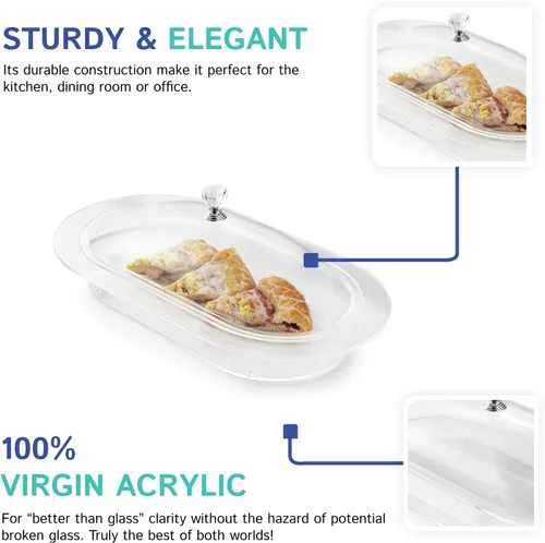 Miniatura 5 de Huang Acrylic Bandeja ovalada transparente para servir alimentos Servware con tapa utilizada para aperitivos, aperitivos y entradas para compartir