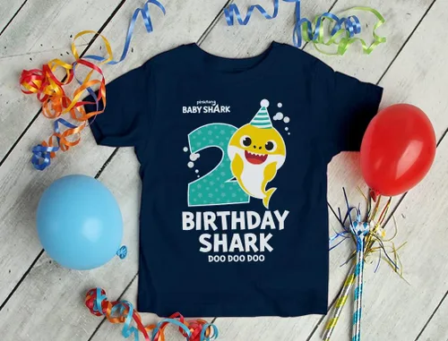 Miniatura 4 de Camiseta de 2 cumpleaños de Baby Shark, traje para niños o niñas de 2 años, linda camiseta de fiesta para niños