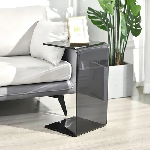 Miniatura 2 de Mesa C de acrílico para sofá, mesa auxiliar multiusos en forma de C de 25.6 pulgadas, mesa auxiliar de acrílico transparente, moderna mesa auxiliar