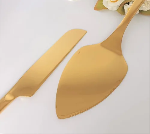 Miniatura 4 de Solid Wedding Cake Cutting Ceremony Gift, Colored Pie Pastry Serving Set, Luxury Shine Stainless Steel Knife Server Kit, Anniversary, Birthday