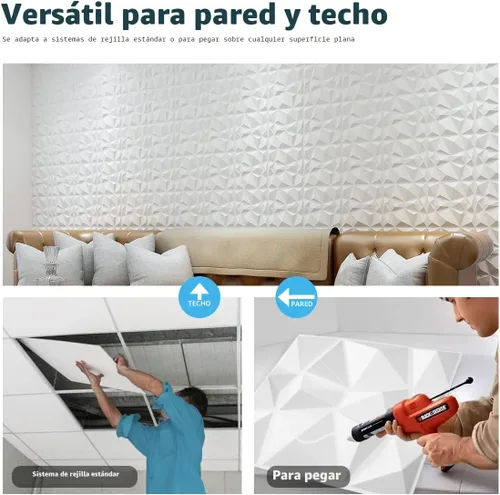 Miniatura 6 de Art3d Paquete de 33 paneles decorativos de pared de PVC de 12 x 12 pulgadas para decoración de pared interior, sala de estar, fondo de TV, Blanco