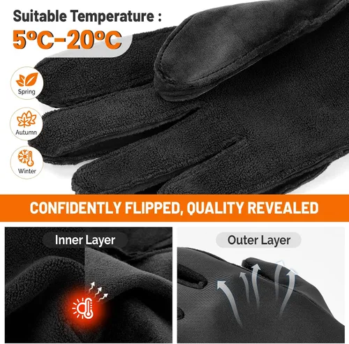 Miniatura 3 de Guantes de invierno para hombres y mujeres, resistentes al viento, para pantalla táctil, con forro térmico, guantes de correr para ciclismo