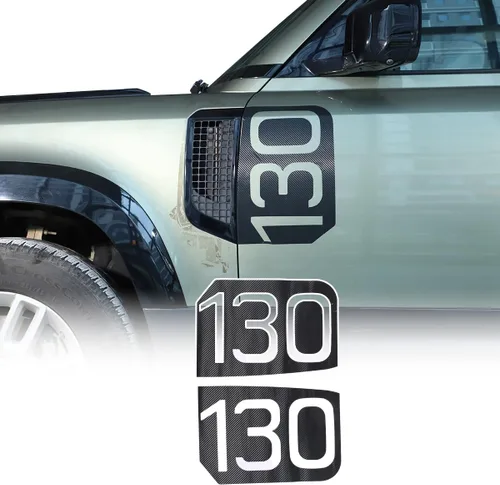 Calcomanías de vinilo de PVC para Land Rover Defender 90 110 130 2020-2024 para guardabarros laterales (para Defender 130, fibra de carbono)